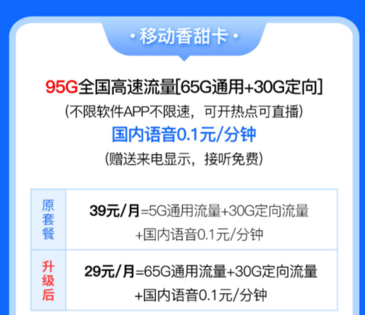 官方移動流量卡 全國高速流量不限軟件不限速語音流量放心用