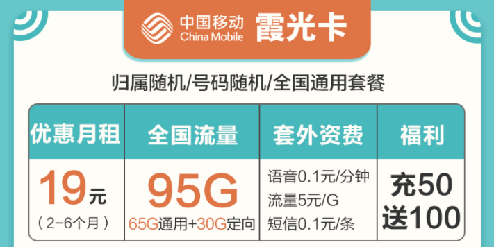 新年換新卡 移動流量卡特別推薦低至19元95G大流量手機上網(wǎng)卡霞光卡