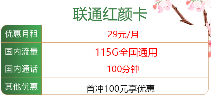 打游戲追劇首選聯(lián)通紅顏卡 首沖100享優(yōu)惠 29元115G全國(guó)通用流量+100分鐘通話(huà)