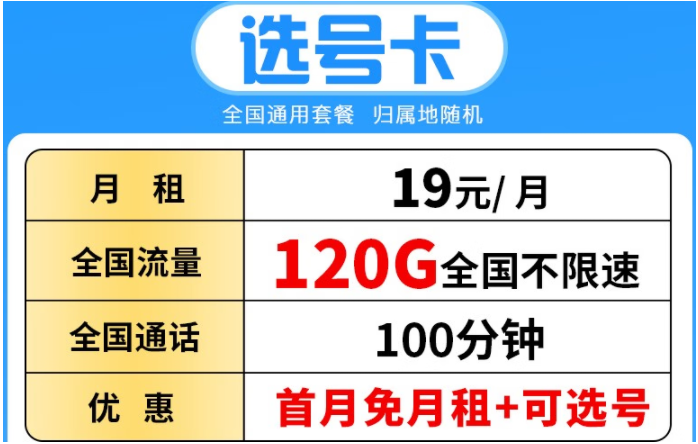 【中國電信選號卡】隨時隨地滿足用網(wǎng)需求 19元120G全國不限速+100分鐘全國通話 通話流量兩不誤