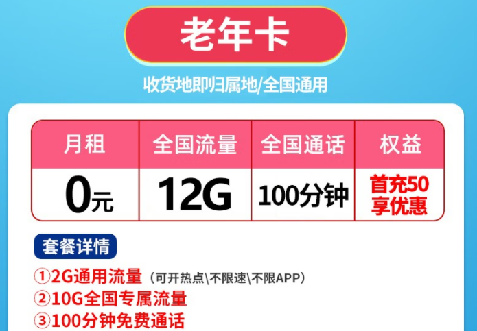 有沒有0月租的流量卡？聯(lián)通老年卡、親情卡0月租有流量包免費(fèi)通話