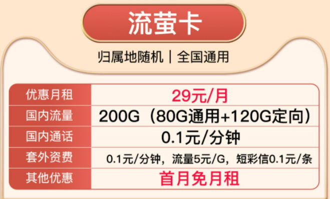 有沒有首月免月租的流量卡套餐？電信純流量29元通用套餐介紹