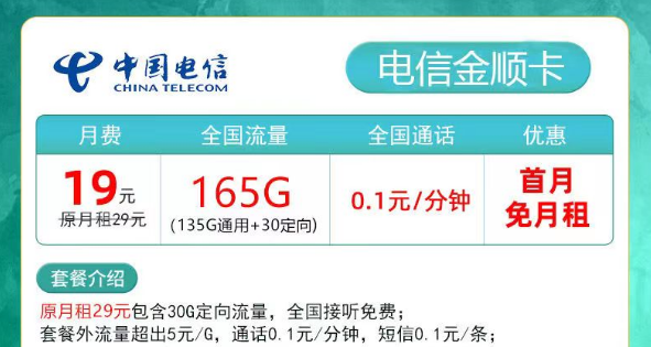 擁有超多流量的電信流量卡又來啦！19元165G金順卡、29元180G夕夏卡|低月租超大流量+首月免費