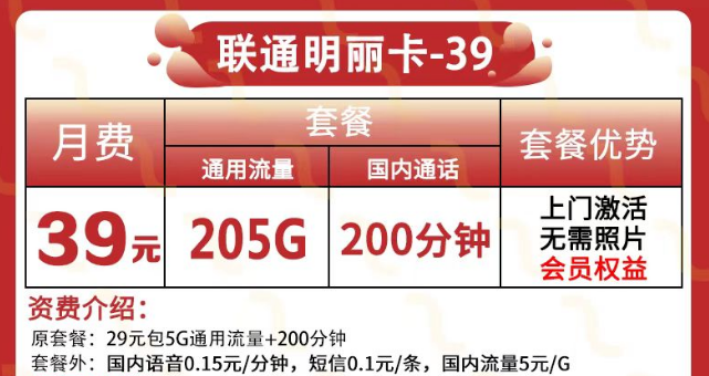 可以領視頻會員的聯(lián)通流量卡又來啦！205G純通用+200分鐘語音+會員|聯(lián)通明麗卡