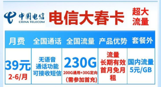 流量卡選長(zhǎng)期好還是短期好？電信39元230G純流量卡|電信大春卡